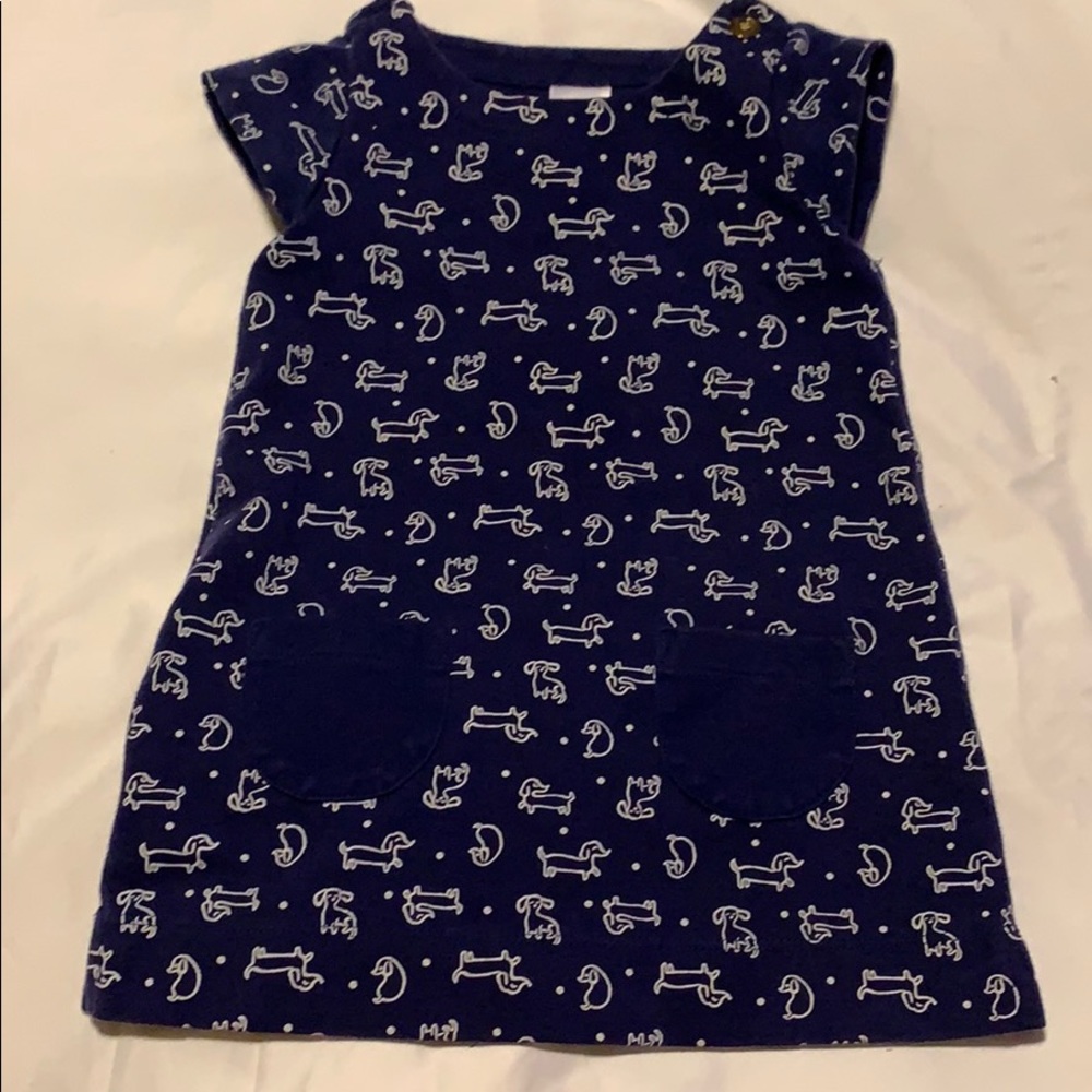 2/$10 Gymboree dachshund print navy blue dress
